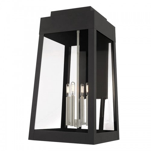##Antique Hardware## 4 Light Black Outdoor Wall Lantern
