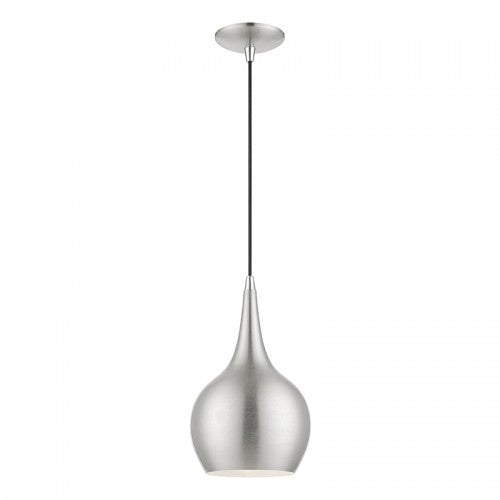 ##Antique Hardware## 1 Light Brushed Nickel with Polished Chrome Accents Mini Pendant