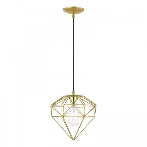 ##Antique Hardware## 1 Light Soft Gold with Polished Brass Accents Pendant