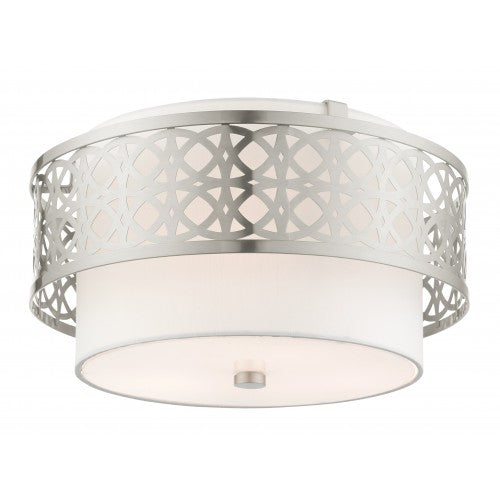 ##Antique Hardware## 3 Light Brushed Nickel Semi Flush