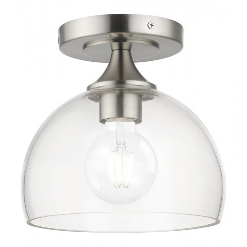 ##Antique Hardware## 1 Light Brushed Nickel Semi-Flush