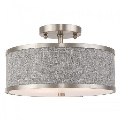 ##Antique Hardware## 2 Light Brushed Nickel Ceiling Mount
