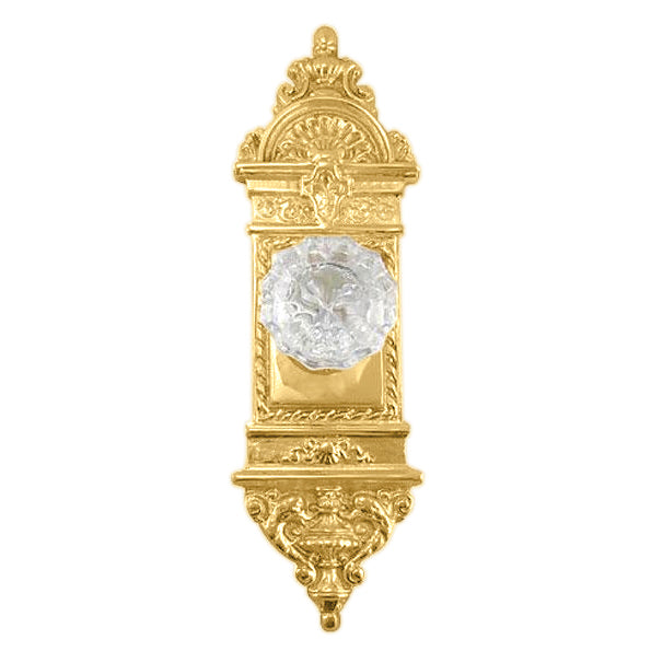 L'Enfant Backplate Door Set with Fluted Crystal Door Knobs (Several Finishes Available)