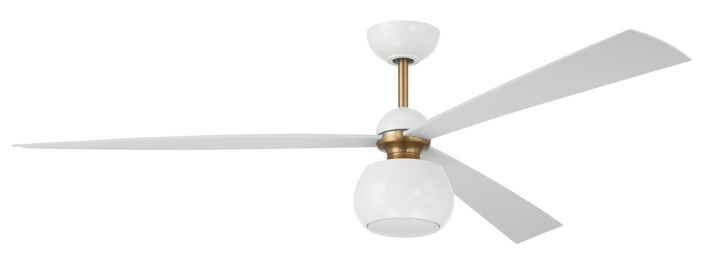 Antique Hardware 60" Otto in White/Satin Brass w/ White Blades Ceiling Fan