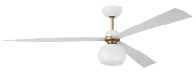 Antique Hardware 60" Otto in White/Satin Brass w/ White Blades Ceiling Fan