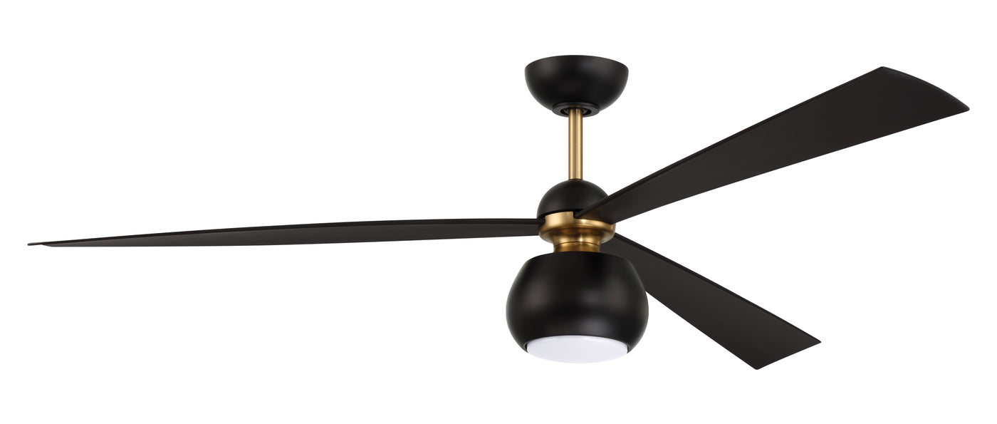 Antique Hardware 60" Otto in Flat Black/Satin Brass w/ Flat Black Blades Ceiling Fan