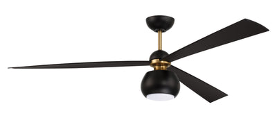 Antique Hardware 60" Otto in Flat Black/Satin Brass w/ Flat Black Blades Ceiling Fan