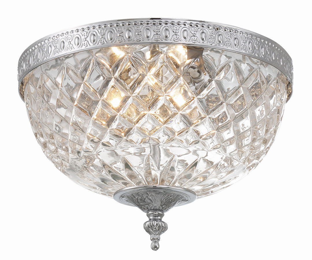 ##Antique Hardware## Crystorama 2 Light Polished Chrome Crystal Flush Mount