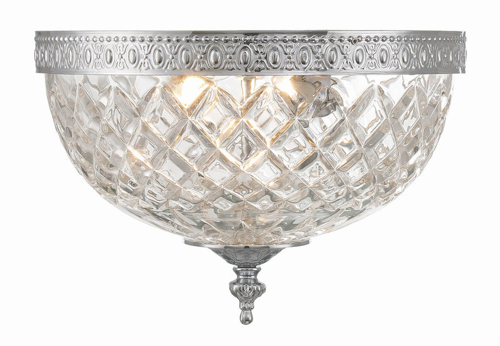 ##Antique Hardware## Crystorama 2 Light Polished Chrome Crystal Flush Mount