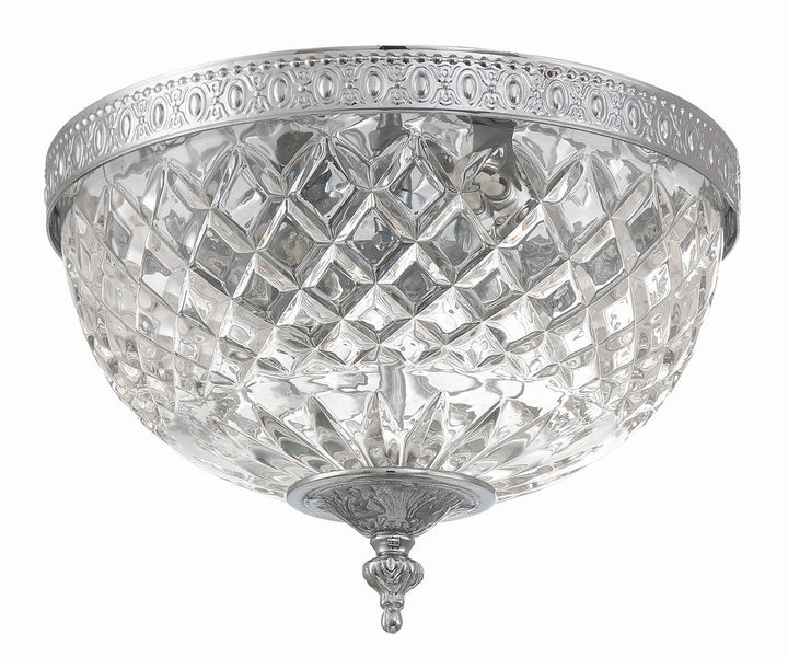 ##Antique Hardware## Crystorama 2 Light Polished Chrome Crystal Flush Mount