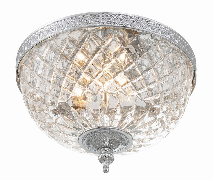##Antique Hardware## Crystorama 2 Light Polished Chrome Crystal Flush Mount