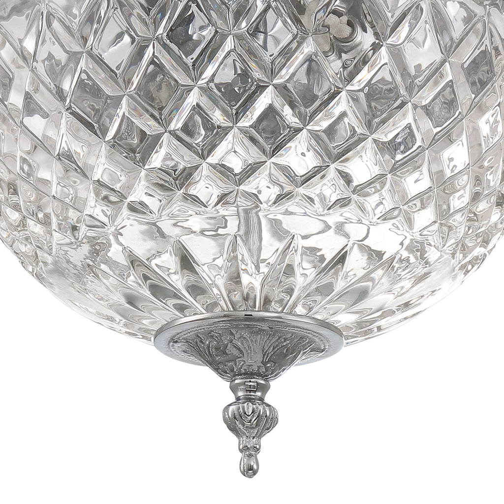 ##Antique Hardware## Crystorama 2 Light Polished Chrome Crystal Flush Mount