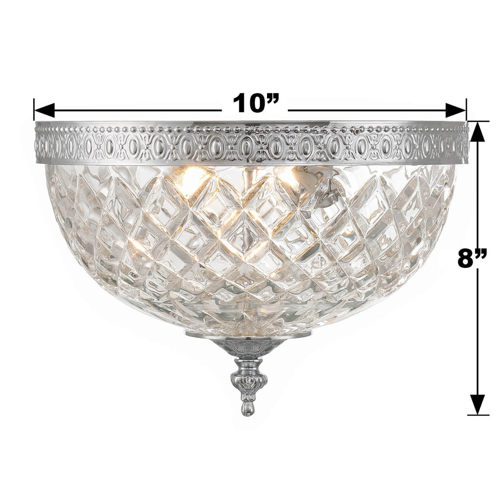 ##Antique Hardware## Crystorama 2 Light Polished Chrome Crystal Flush Mount