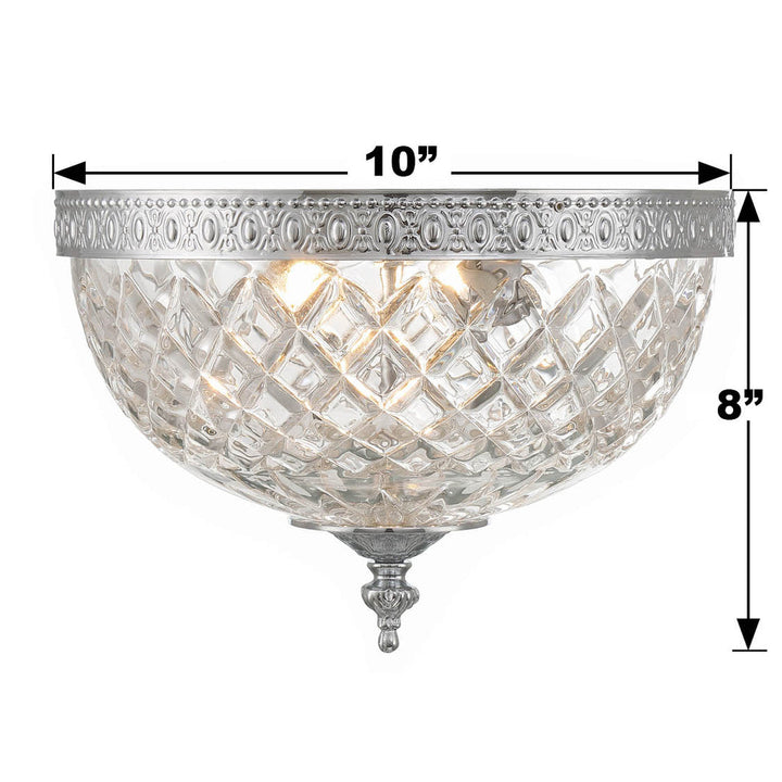 ##Antique Hardware## Crystorama 2 Light Polished Chrome Crystal Flush Mount