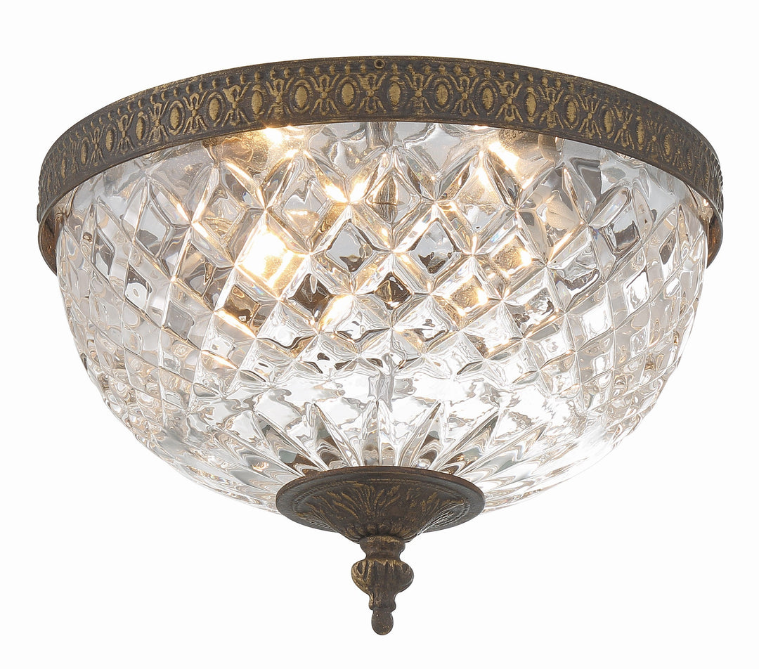 ##Antique Hardware## Crystorama 2 Light English Bronze Crystal Flush Mount