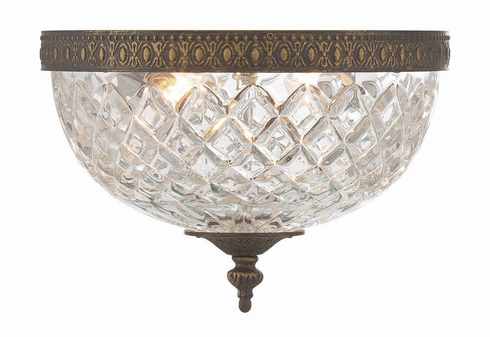 ##Antique Hardware## Crystorama 2 Light English Bronze Crystal Flush Mount
