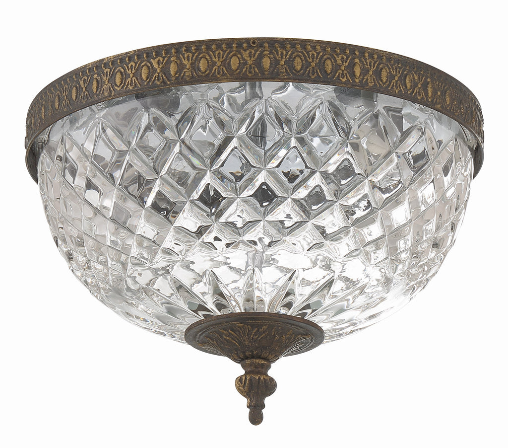 ##Antique Hardware## Crystorama 2 Light English Bronze Crystal Flush Mount