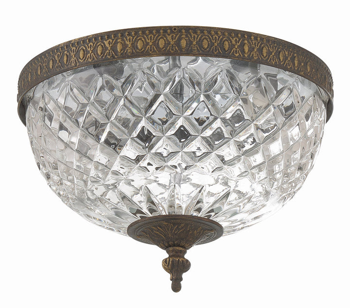 ##Antique Hardware## Crystorama 2 Light English Bronze Crystal Flush Mount