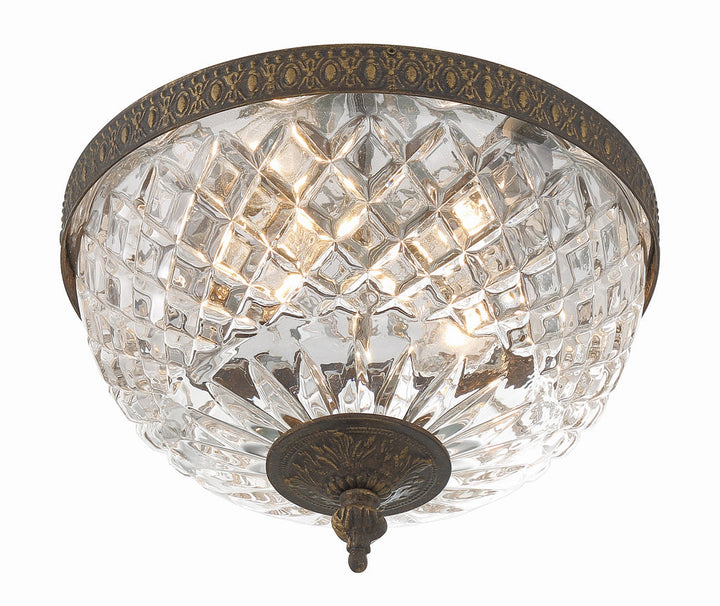 ##Antique Hardware## Crystorama 2 Light English Bronze Crystal Flush Mount