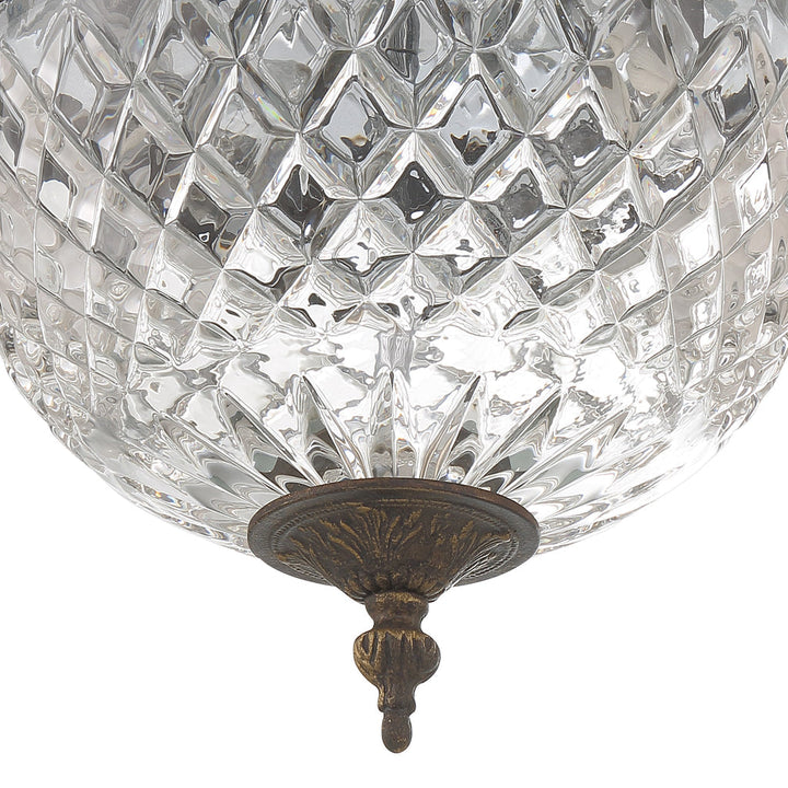 ##Antique Hardware## Crystorama 2 Light English Bronze Crystal Flush Mount