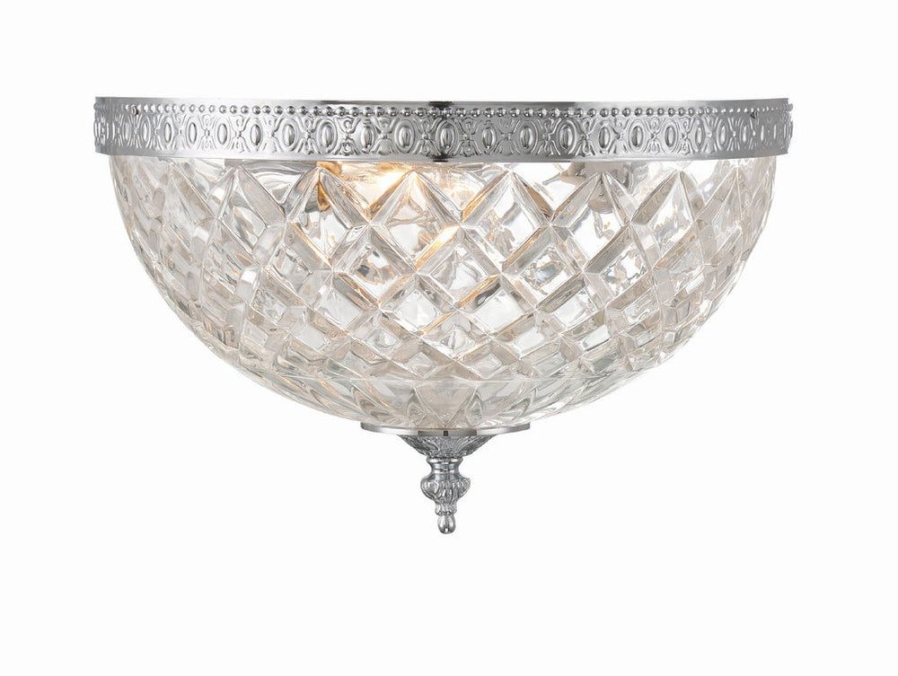 ##Antique Hardware## Crystorama 3 Light Polished Chrome Crystal Flush Mount