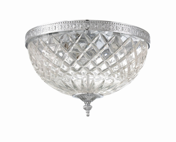 ##Antique Hardware## Crystorama 3 Light Polished Chrome Crystal Flush Mount