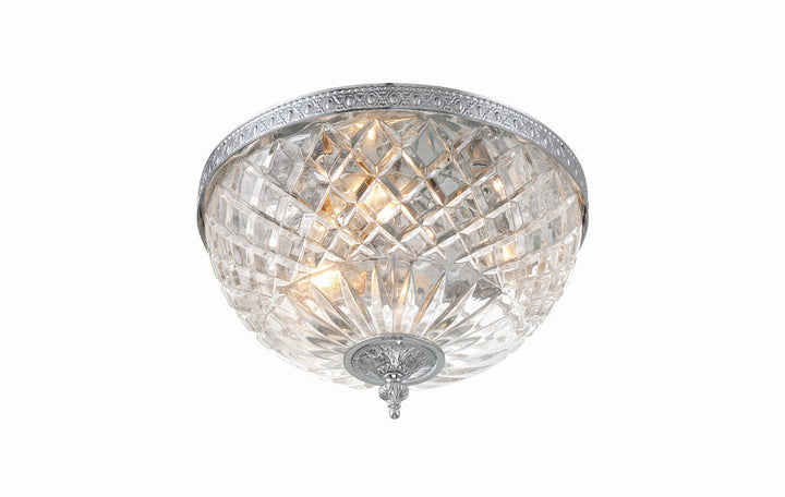 ##Antique Hardware## Crystorama 3 Light Polished Chrome Crystal Flush Mount