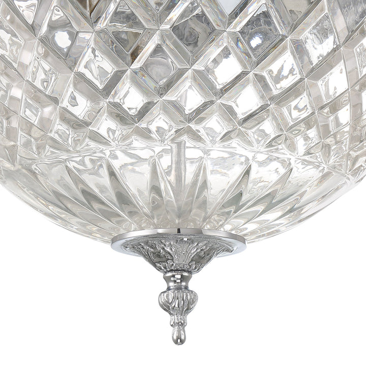 ##Antique Hardware## Crystorama 3 Light Polished Chrome Crystal Flush Mount