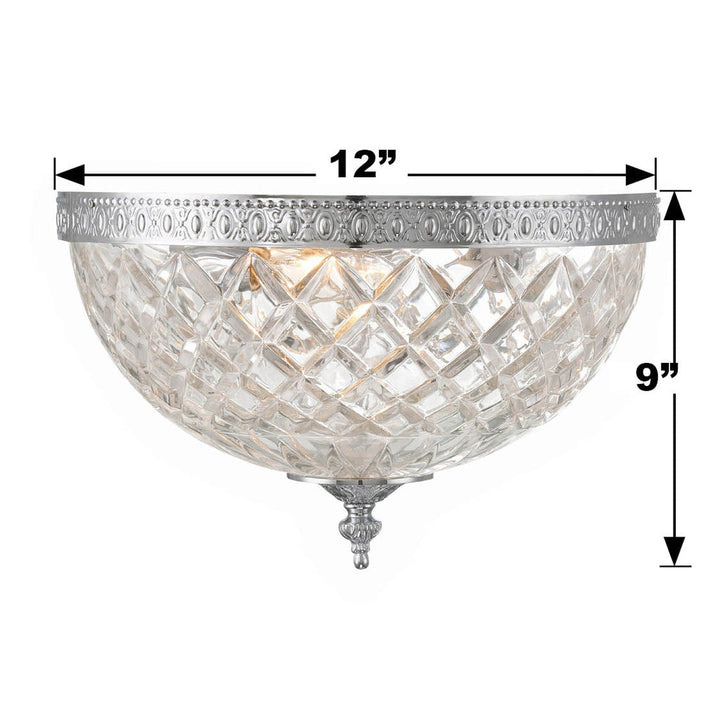 ##Antique Hardware## Crystorama 3 Light Polished Chrome Crystal Flush Mount