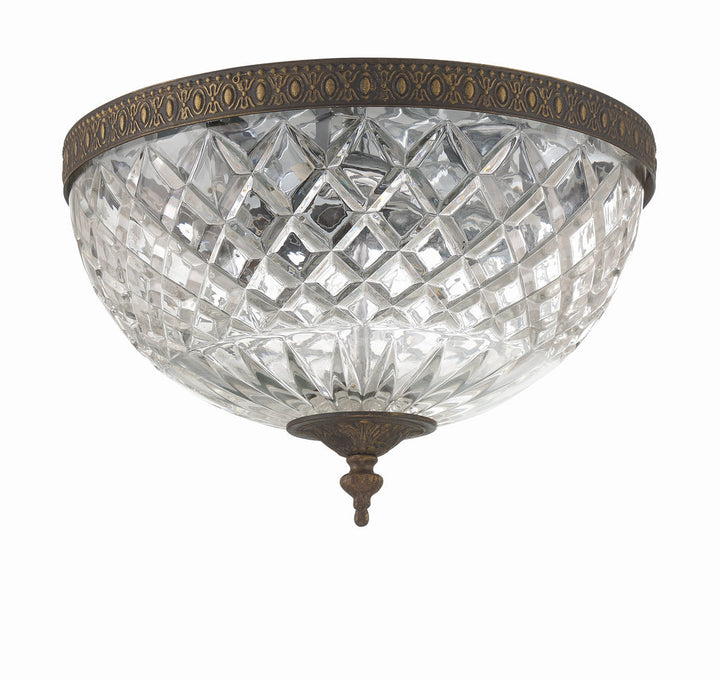 ##Antique Hardware## Crystorama 3 Light English Bronze Crystal Flush Mount