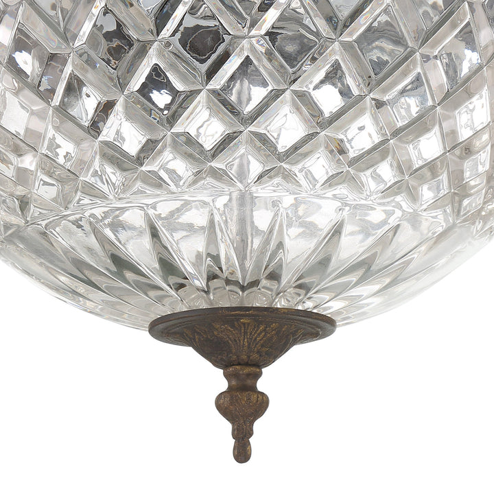##Antique Hardware## Crystorama 3 Light English Bronze Crystal Flush Mount