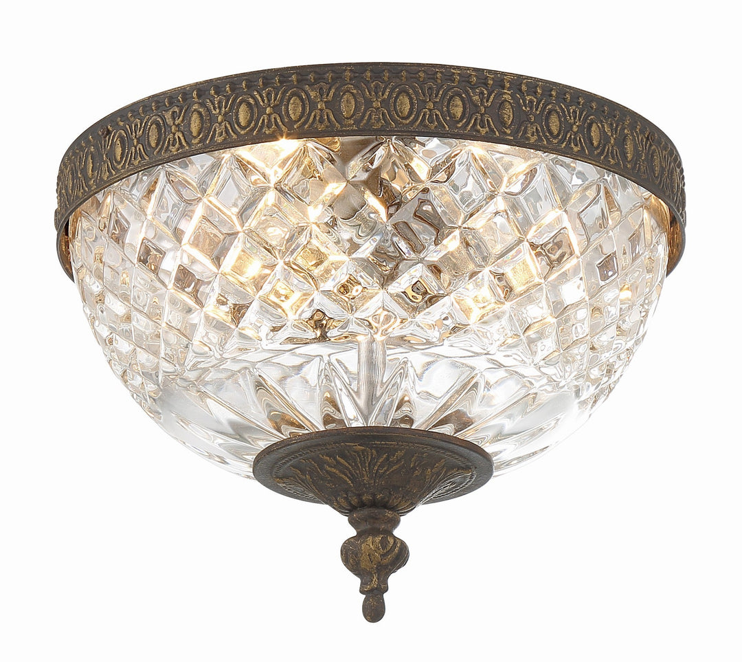 ##Antique Hardware## Crystorama 2 Light English Bronze Crystal Flush Mount