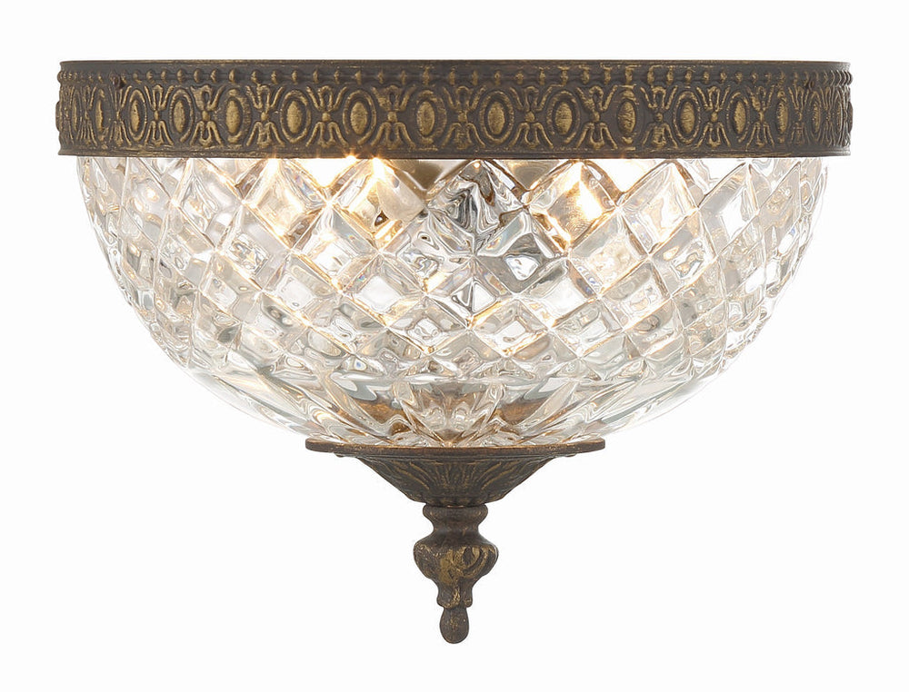 ##Antique Hardware## Crystorama 2 Light English Bronze Crystal Flush Mount