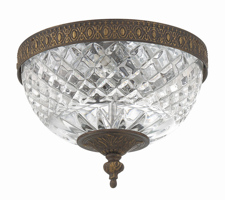 ##Antique Hardware## Crystorama 2 Light English Bronze Crystal Flush Mount