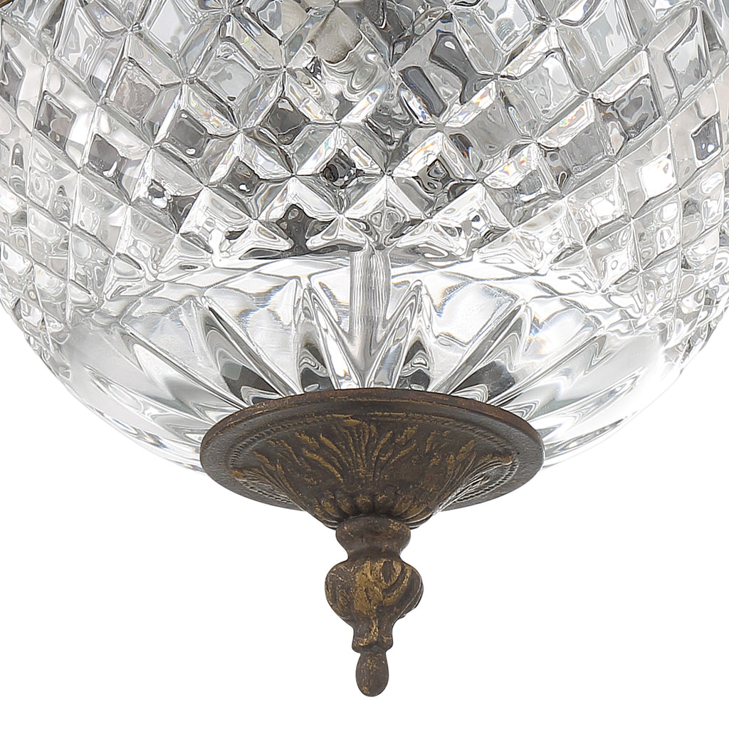 ##Antique Hardware## Crystorama 2 Light English Bronze Crystal Flush Mount