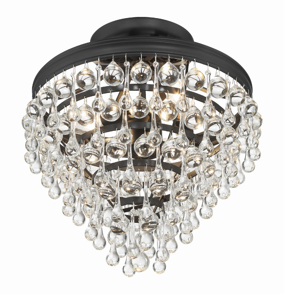 ##Antique Hardware## Calypso 3 Light Matte Black Semi Flush Mount