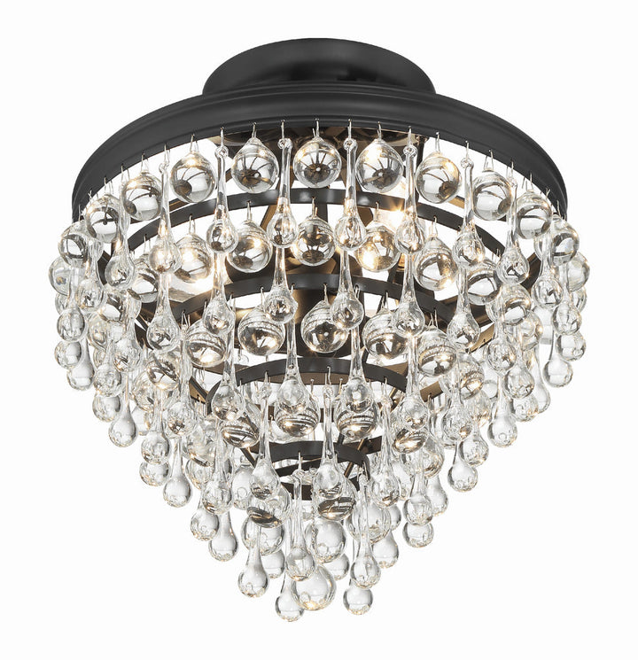 ##Antique Hardware## Calypso 3 Light Matte Black Semi Flush Mount