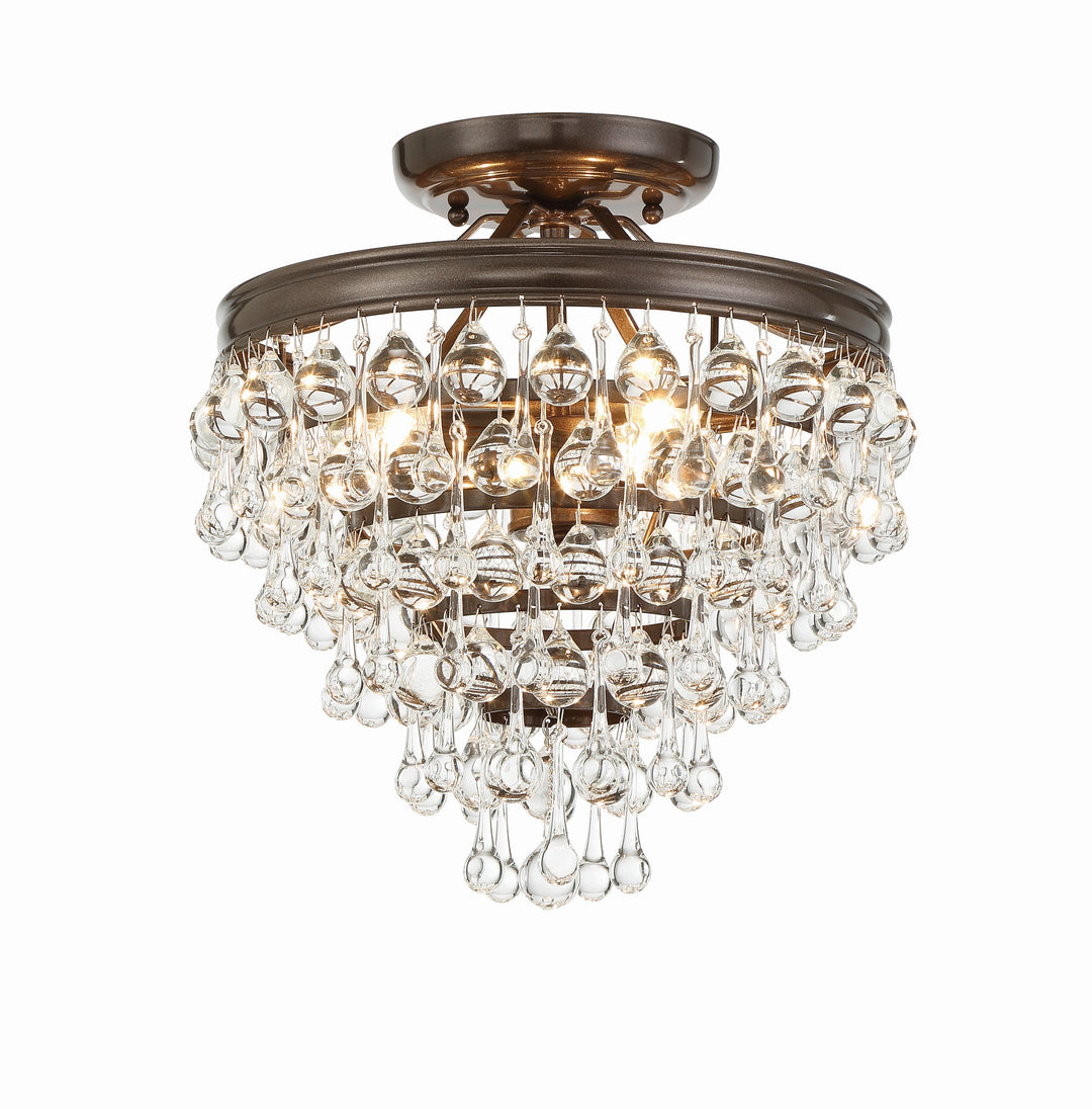 ##Antique Hardware## Calypso 3 Light Crystal Teardrop Vibrant Bronze Semi Flush Mount