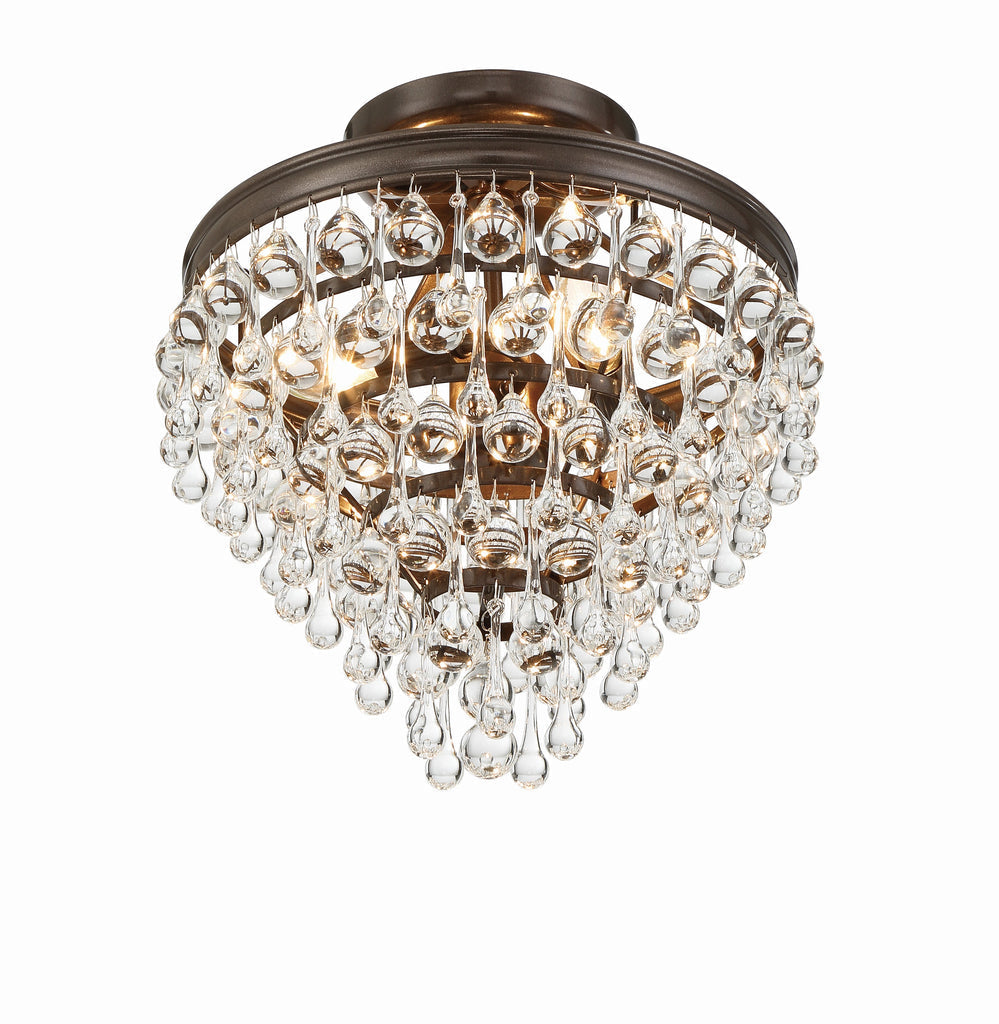 ##Antique Hardware## Calypso 3 Light Crystal Teardrop Vibrant Bronze Semi Flush Mount
