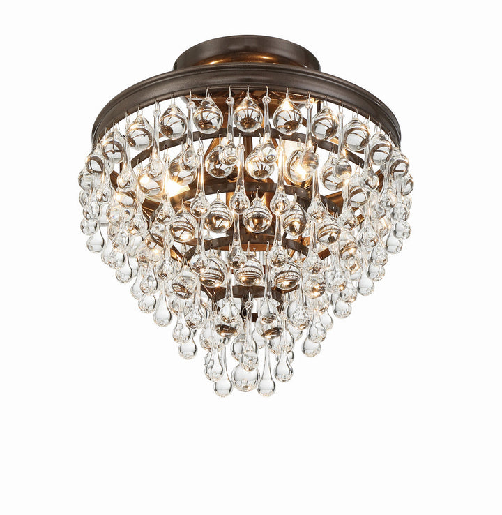 ##Antique Hardware## Calypso 3 Light Crystal Teardrop Vibrant Bronze Semi Flush Mount