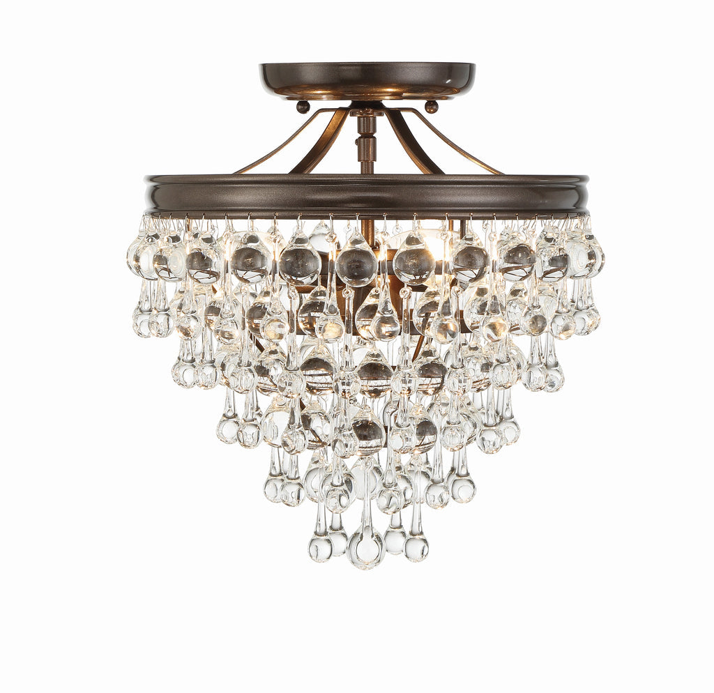 ##Antique Hardware## Calypso 3 Light Crystal Teardrop Vibrant Bronze Semi Flush Mount