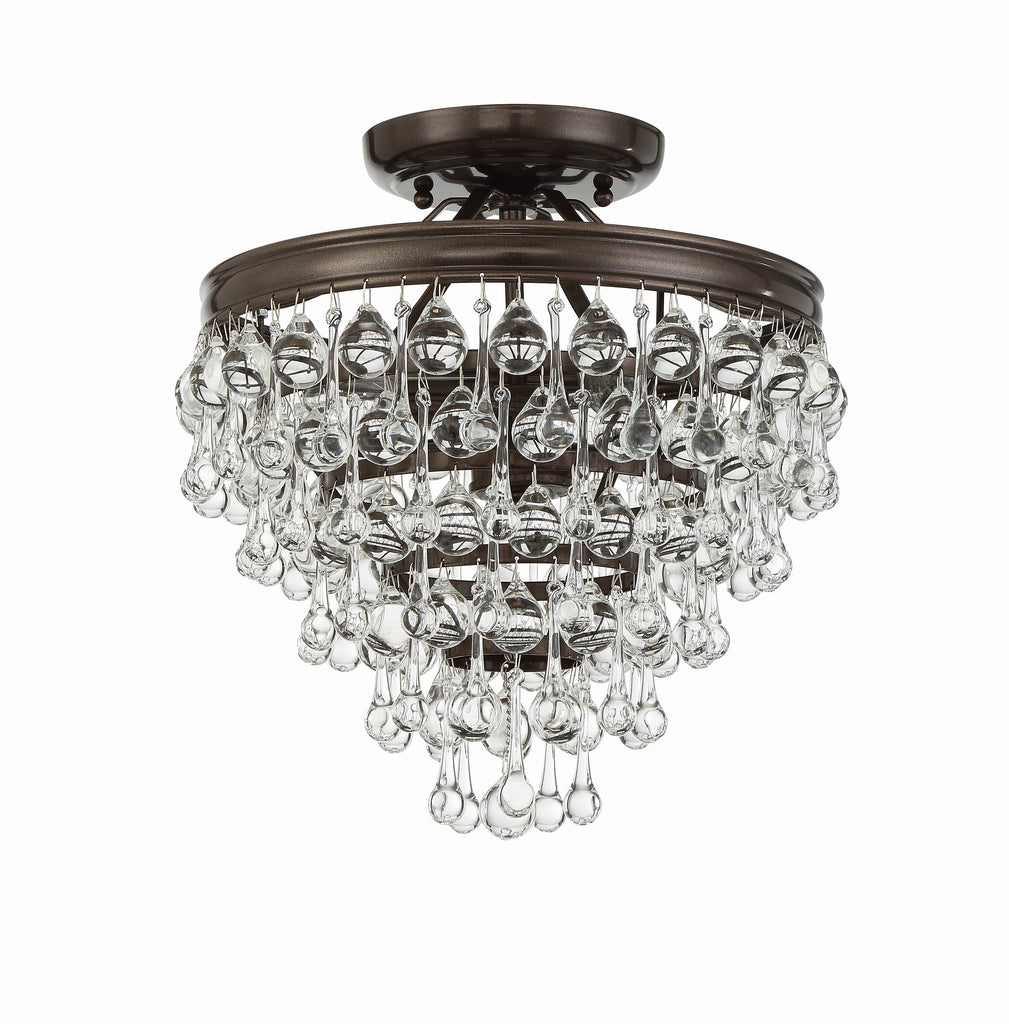 ##Antique Hardware## Calypso 3 Light Crystal Teardrop Vibrant Bronze Semi Flush Mount