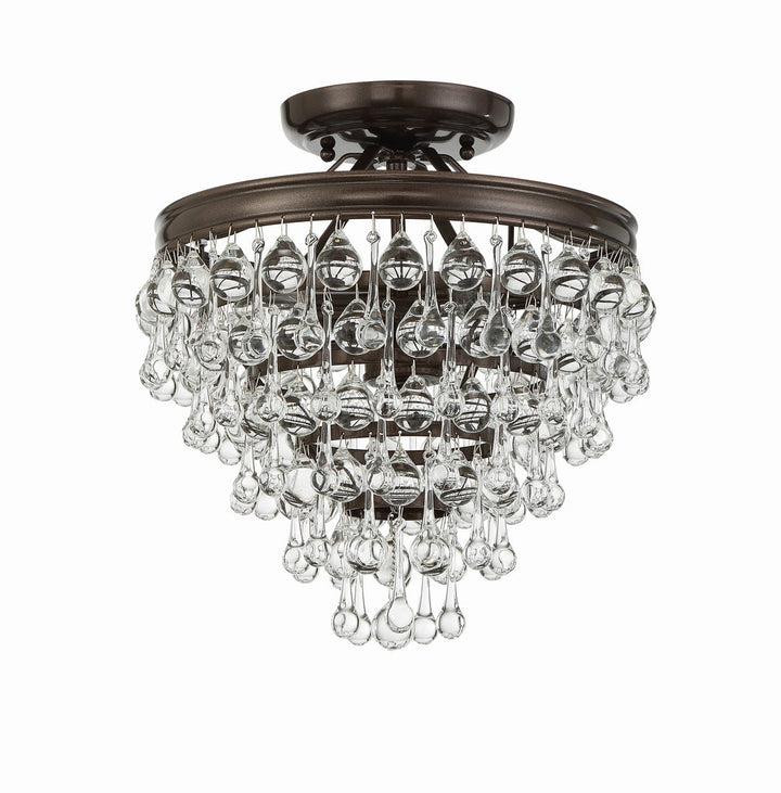 ##Antique Hardware## Calypso 3 Light Crystal Teardrop Vibrant Bronze Semi Flush Mount
