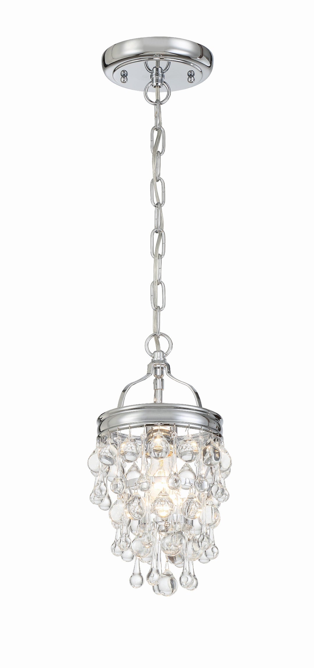 ##Antique Hardware## Calypso 1 Light Crystal Teardrop Polished Chrome Mini Pendant