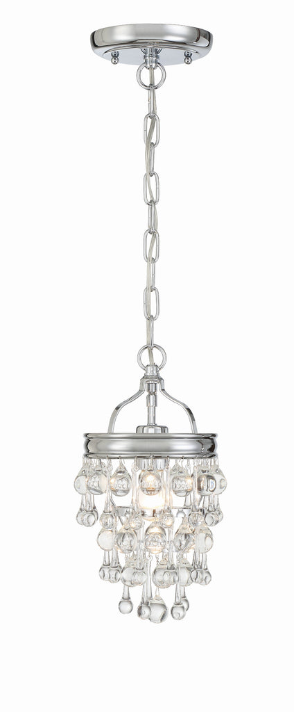 ##Antique Hardware## Calypso 1 Light Crystal Teardrop Polished Chrome Mini Pendant