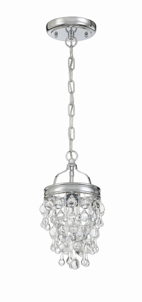 ##Antique Hardware## Calypso 1 Light Crystal Teardrop Polished Chrome Mini Pendant