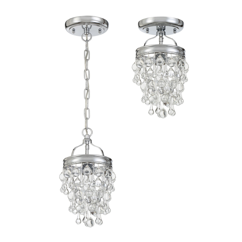 ##Antique Hardware## Calypso 1 Light Crystal Teardrop Polished Chrome Mini Pendant
