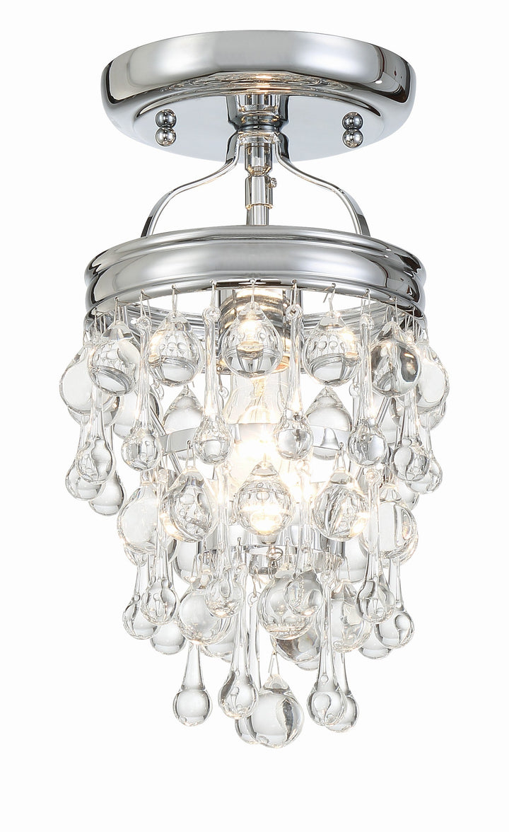##Antique Hardware## Calypso 1 Light Crystal Teardrop Polished Chrome Semi Flush Mount