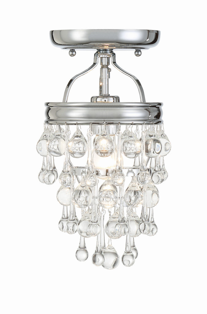 ##Antique Hardware## Calypso 1 Light Crystal Teardrop Polished Chrome Semi Flush Mount