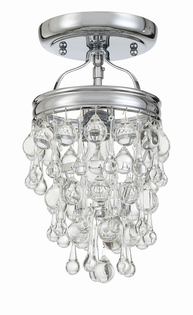 ##Antique Hardware## Calypso 1 Light Crystal Teardrop Polished Chrome Semi Flush Mount